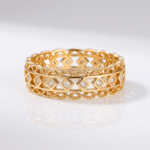 Gold Diamond Open Work Ring by Rose & Oliver - product image 1