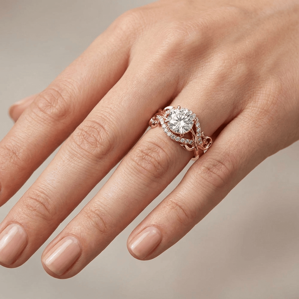 Rose Gold Zirconia Graceful Vine Ring by Rose & Oliver - product image 2