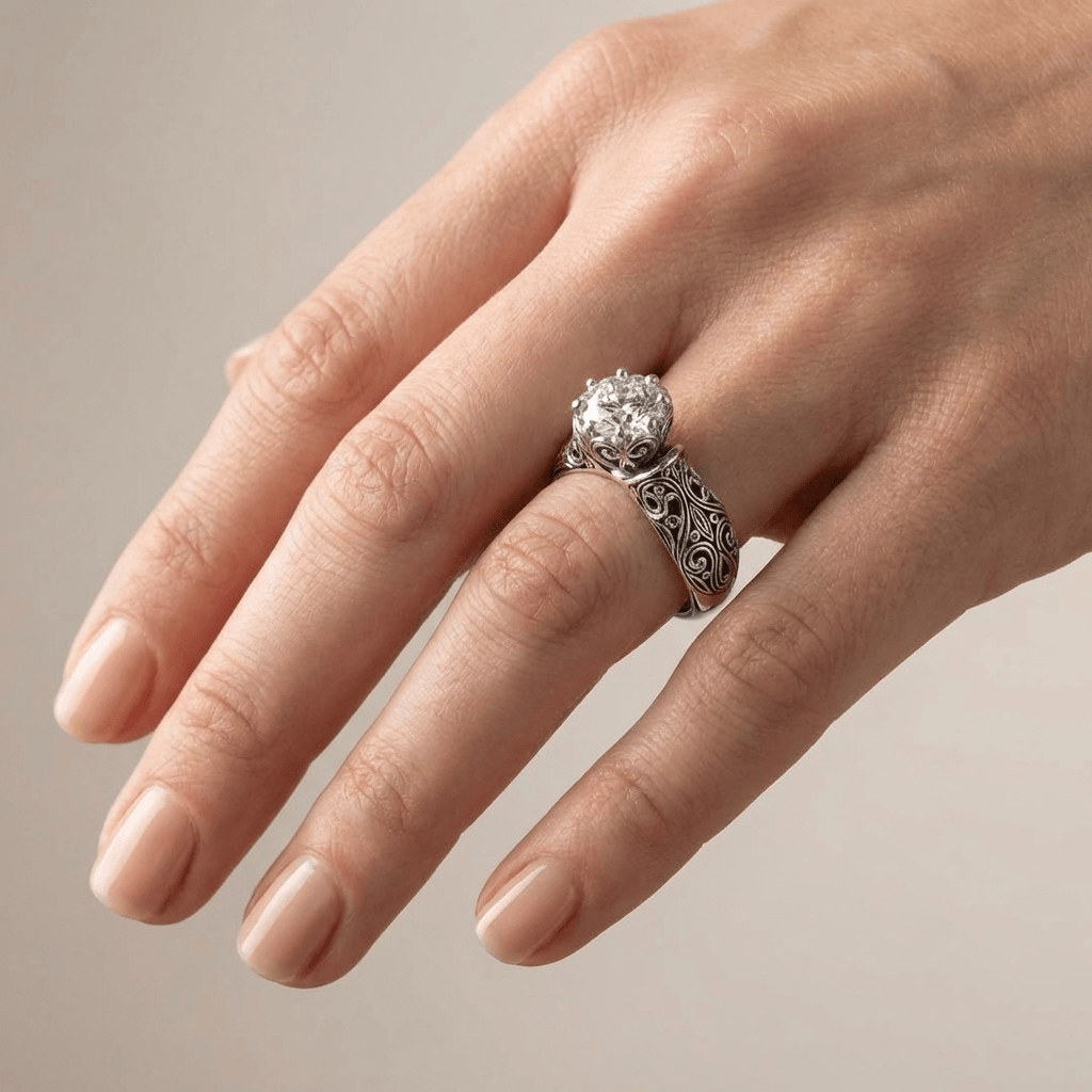 Silver Zirconia Heirloom Ring by Rose & Oliver - product image 2