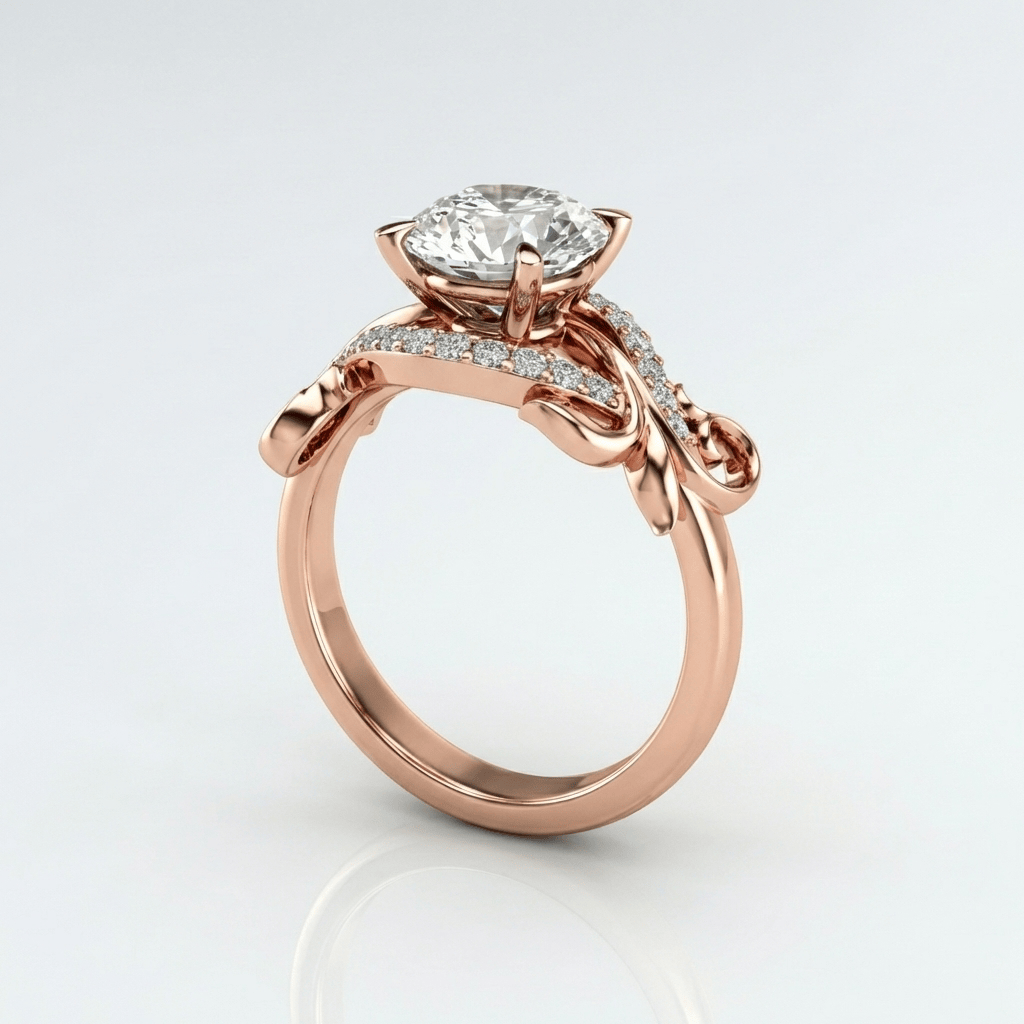 Rose Gold Zirconia Graceful Vine Ring by Rose & Oliver - product image 1