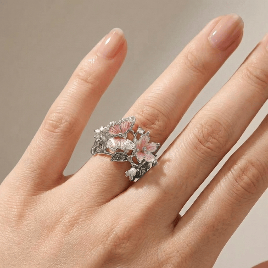 Silver Butterfly Dreamer Ring - (Adjustable) by Rose & Oliver - product image 2