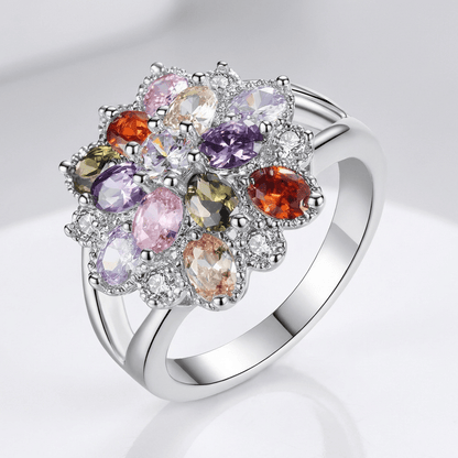 Silver Rainbow Gemstone Burst Ring by Rose & Oliver - product image 1
