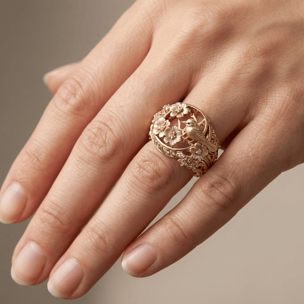Gold Bird Garden Ring by Rose & Oliver - product image 2