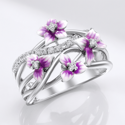 Silver Purple Blossom Garden Ring by Rose & Oliver - product image 1