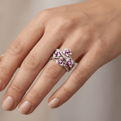 Silver Purple Blossom Garden Ring by Rose & Oliver - product image 2