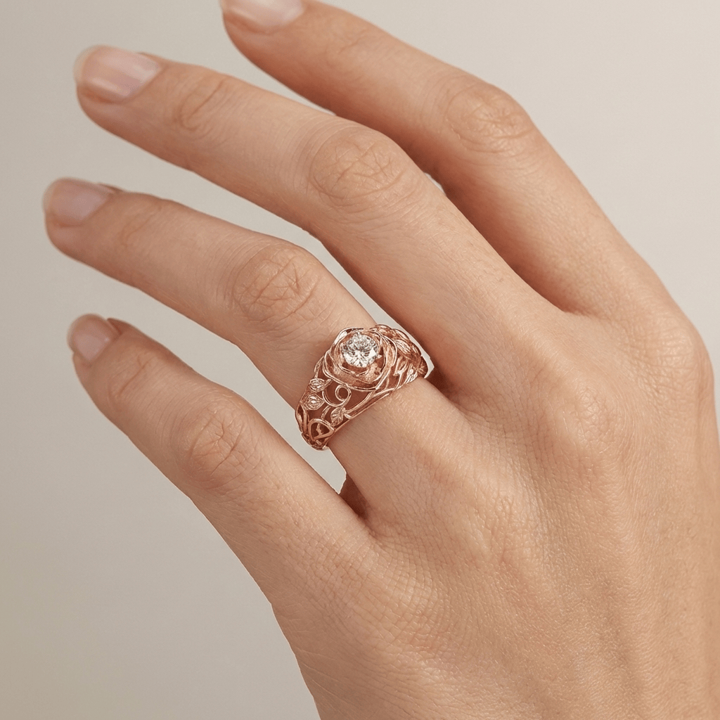 Zirconia Rose Carved Vintage Ring by Rose & Oliver - product image 2