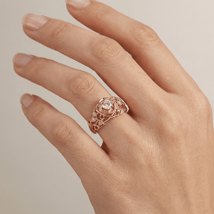 Zirconia Rose Carved Vintage Ring by Rose & Oliver - product image 2