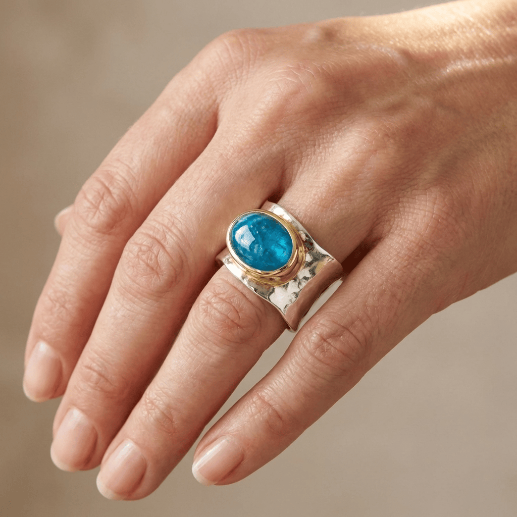 Silver Gold Turquoise Modern Ring by Rose & Oliver - product image 2