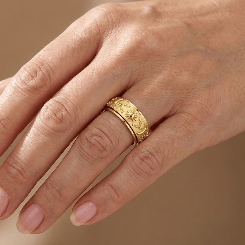 Gold Rotatable Celestial Band Ring by Rose & Oliver - product image 2
