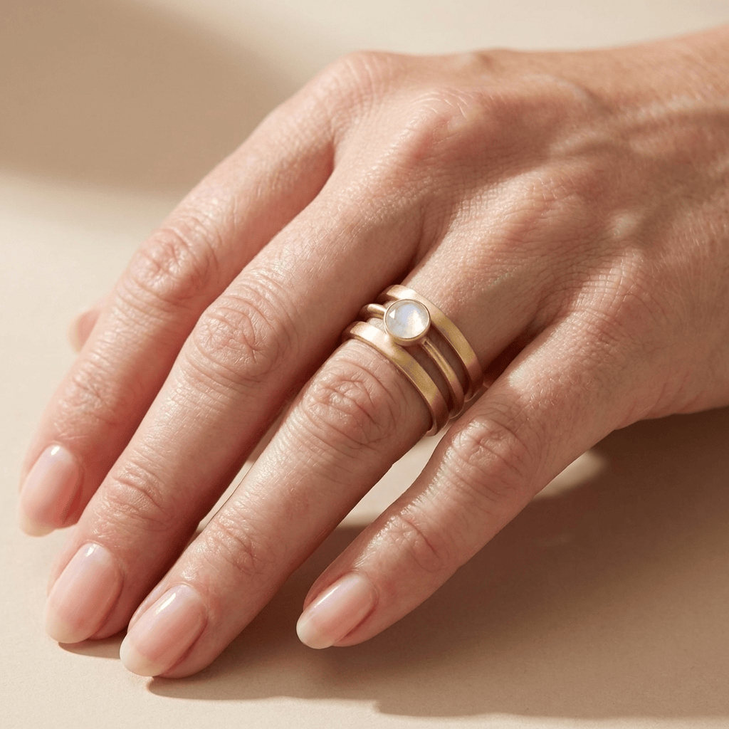 Gold Moonstone Band Ring by Rose & Oliver - product image 2