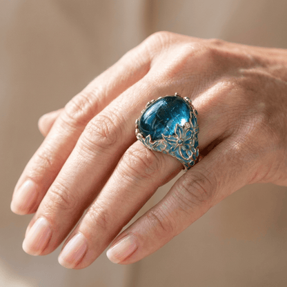 Gold Blue Apatite Flower Ring by Rose & Oliver - product image 2