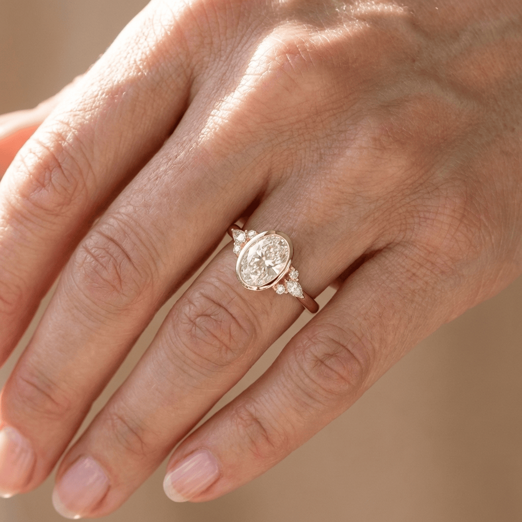 Gold Oval Zirconia Pear Trio Ring - (Adjustable) by Rose & Oliver - product image 2