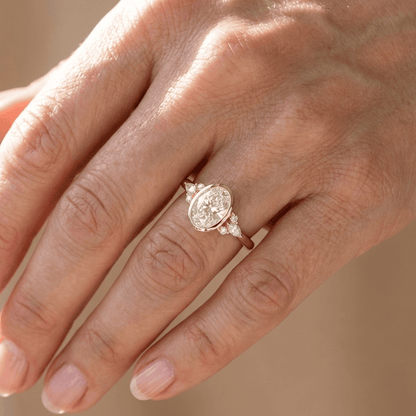 Gold Oval Zirconia Pear Trio Ring - (Adjustable) by Rose & Oliver - product image 2