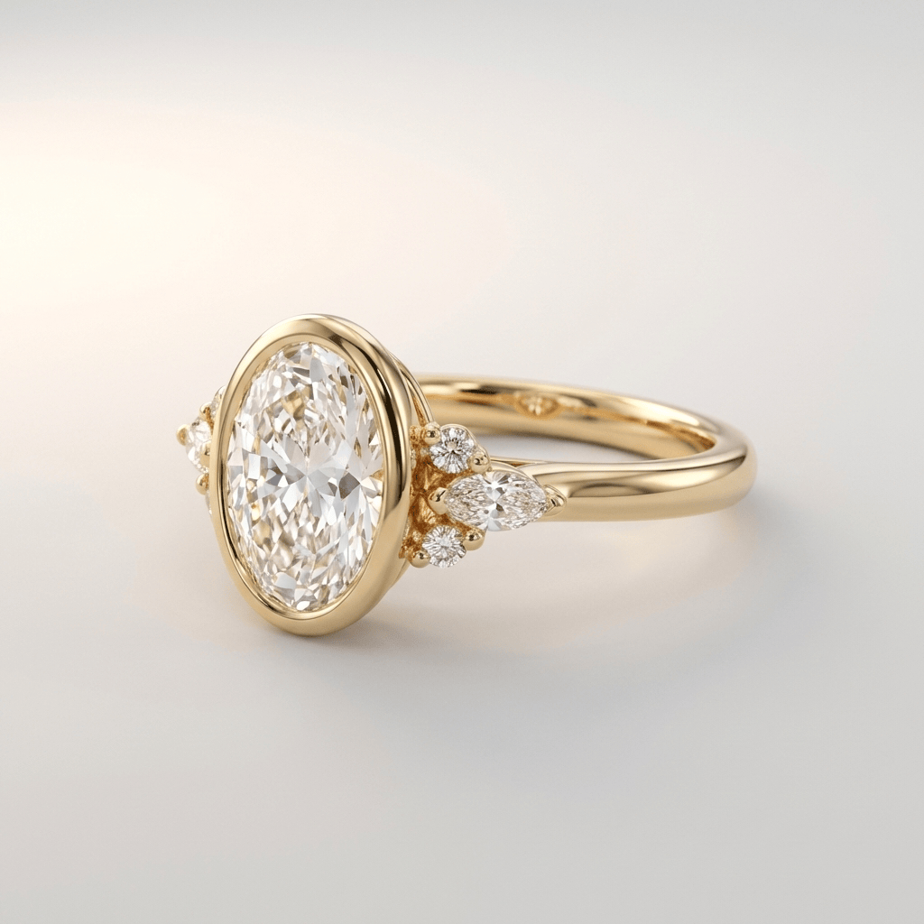 Gold Oval Zirconia Pear Trio Ring - (Adjustable) by Rose & Oliver - product image 3