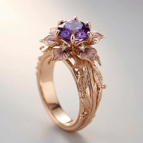 Gold Purple Flora Ring by Rose & Oliver - product image 1