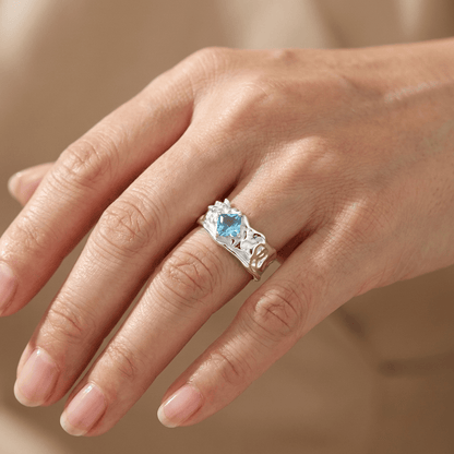 Silver Aquamarine Textured Ring - (Adjustable) by Rose & Oliver - product image 2