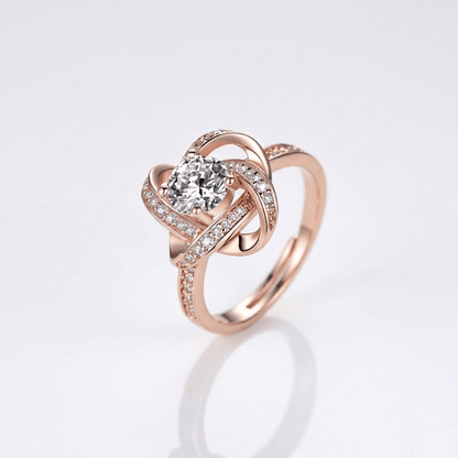 Rose Gold Zirconia Twisted Knot Ring - (Adjustable) by Rose & Oliver - product image 1