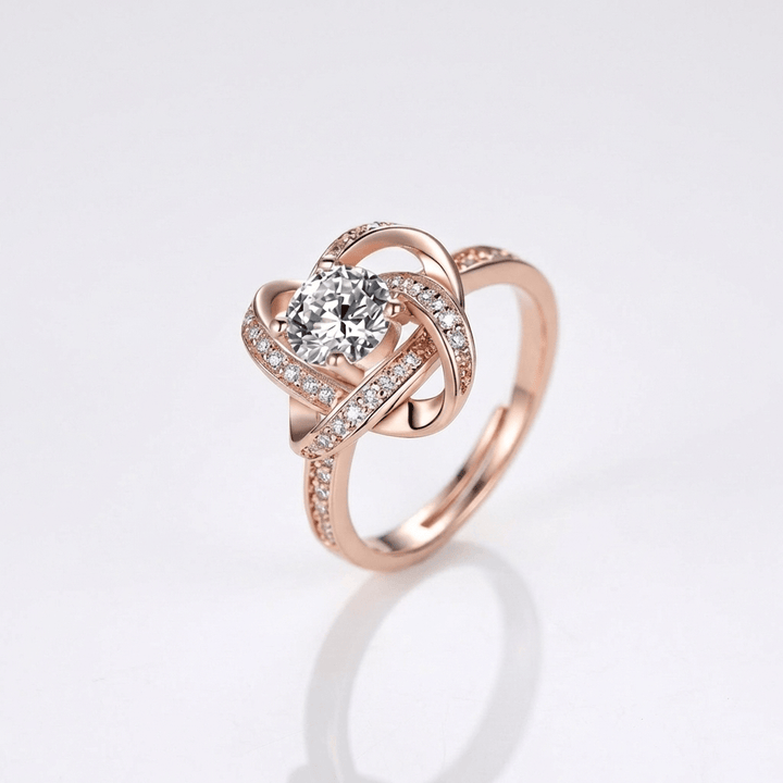 Rose Gold Zirconia Twisted Knot Ring - (Adjustable) by Rose & Oliver - product image 1