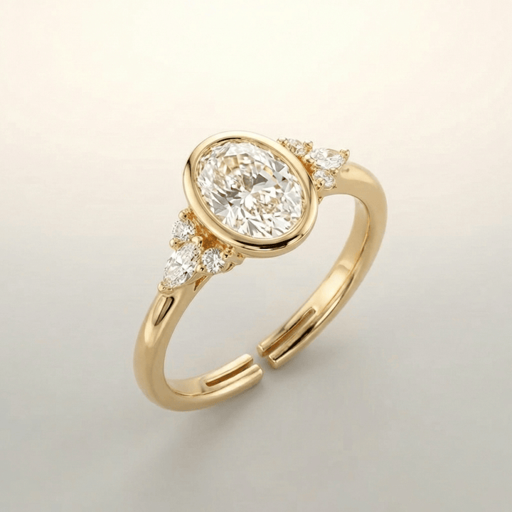 Gold Oval Zirconia Pear Trio Ring - (Adjustable) by Rose & Oliver - product image 1