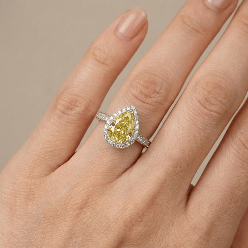 Yellow Pear Diamond Halo Ring by Rose & Oliver - product image 2