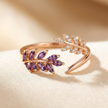 Gold Amethyst Leaf Ring by Rose & Oliver - product image 1