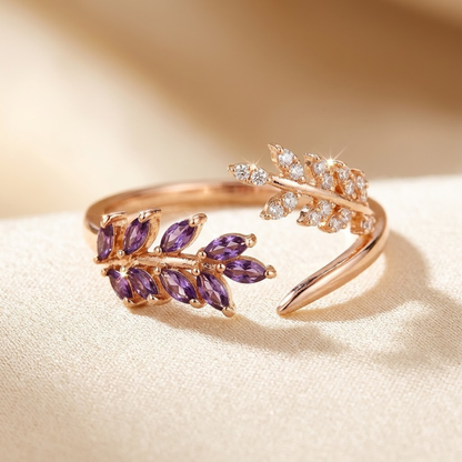 Gold Amethyst Leaf Ring by Rose & Oliver - product image 1