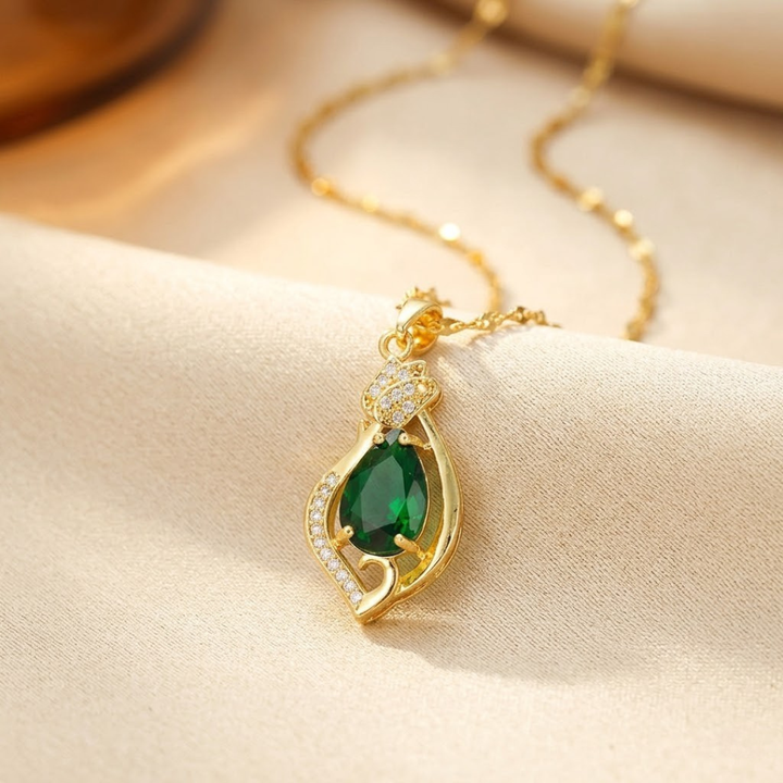 Gold Emerald Teardrop Pendant Necklace by Rose & Oliver - product image 1