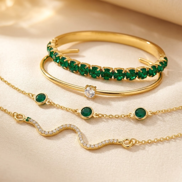 Gold Emerald Bracelet Set by Rose & Oliver - product image 1