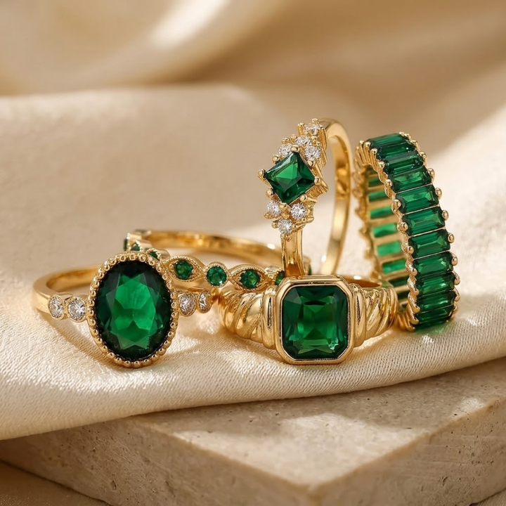 Gold Emerald Ring Set by Rose & Oliver - product image 1