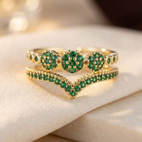 Gold Emerald Cluster Ring by Rose & Oliver - product image 1