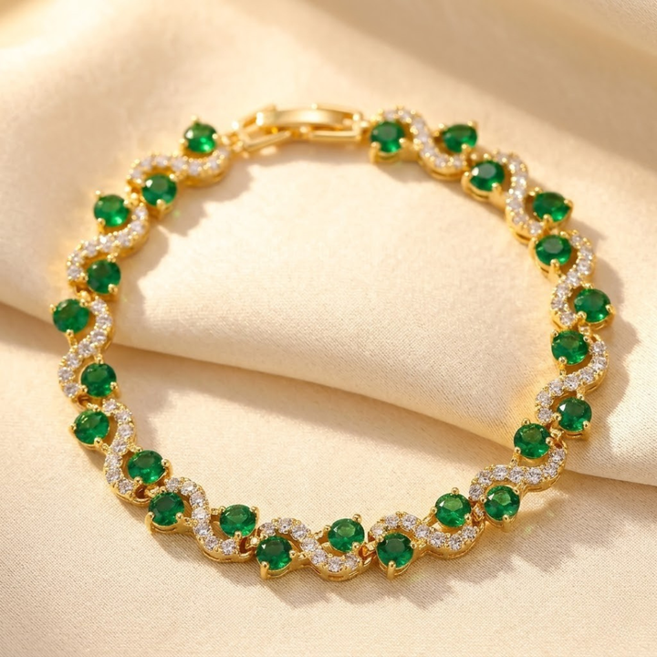 Gold Emerald Halo Bracelet by Rose & Oliver - product image 1