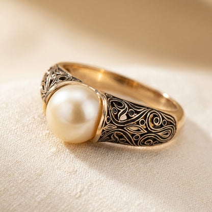 Gold Filigree Pearl Ring by Rose & Oliver - product image 1