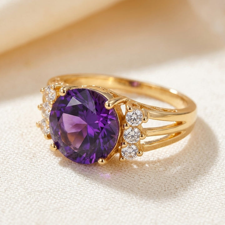 Gold Amethyst Split Shank Ring by Rose & Oliver - product image 1