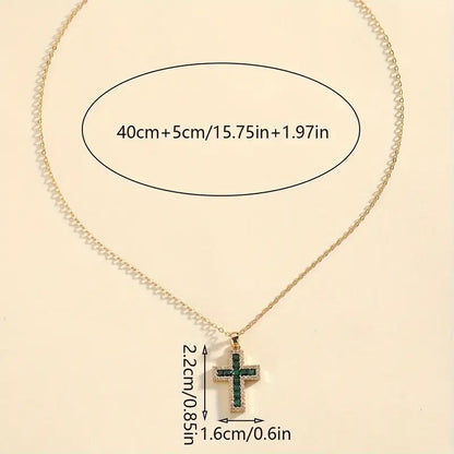 Solene Emerald Cross Pendant Necklace | Gold by Rose & Oliver - product image 4