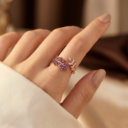Gold Amethyst Leaf Ring by Rose & Oliver - product image 2