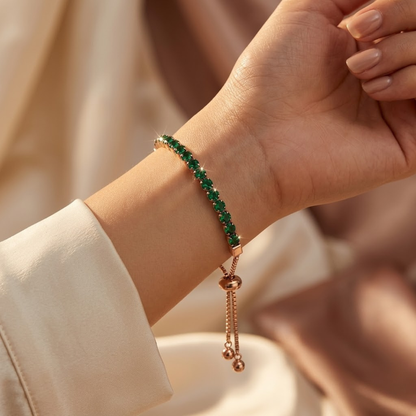 Gold Emerald Adjustable Tennis Bracelet by Rose & Oliver - product image 2