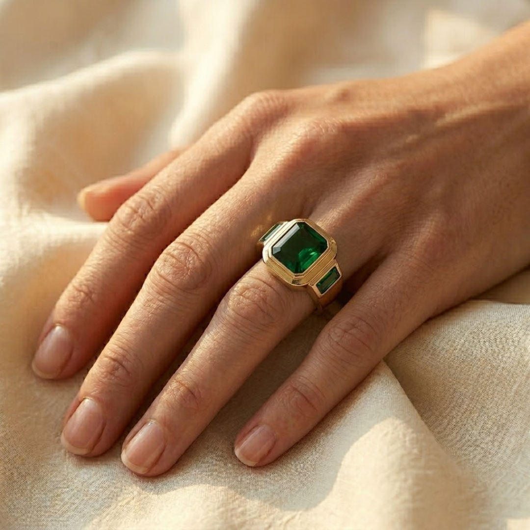 Gold Emerald Signet Ring by Rose & Oliver - product image 2
