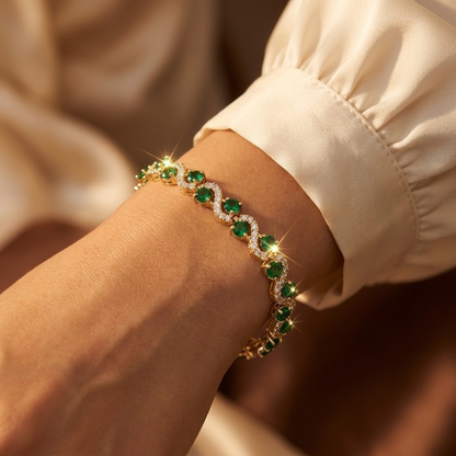 Gold Emerald Halo Bracelet by Rose & Oliver - product image 2