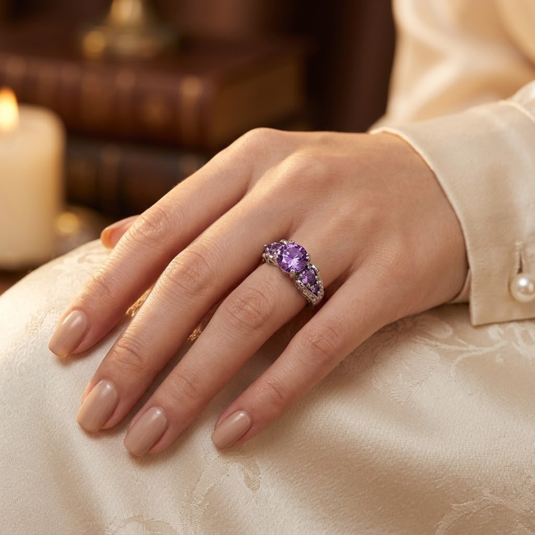 Silver Amethyst Vintage Ring by Rose & Oliver - product image 2