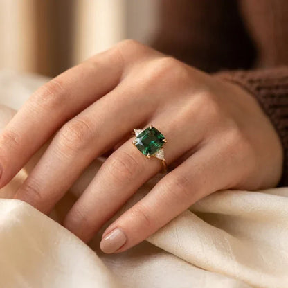 Gold Cushion Solitaire Ring by Rose & Oliver - product image 2