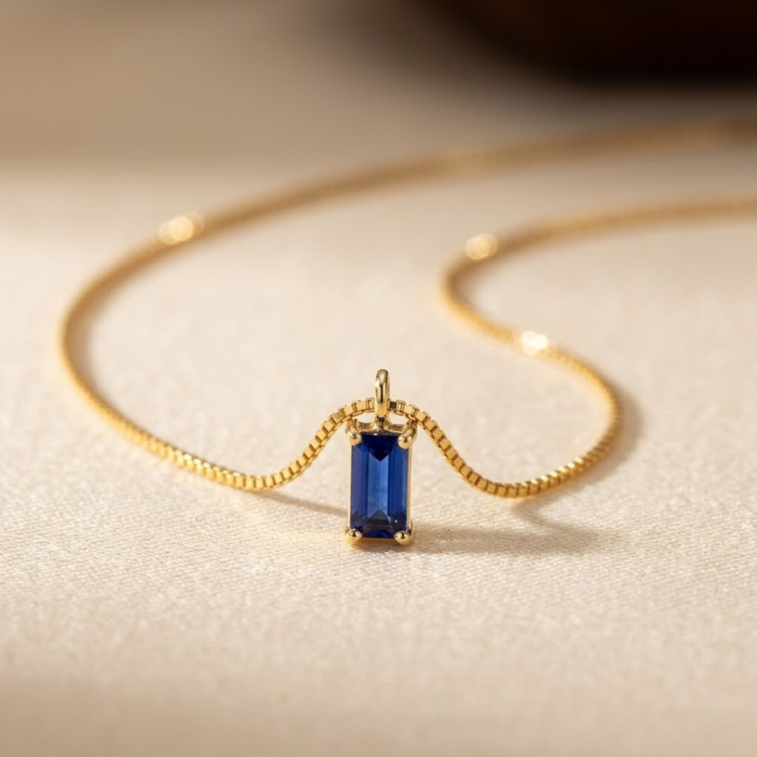Gold Sapphire Minimalist Necklace by Rose & Oliver - product image 2