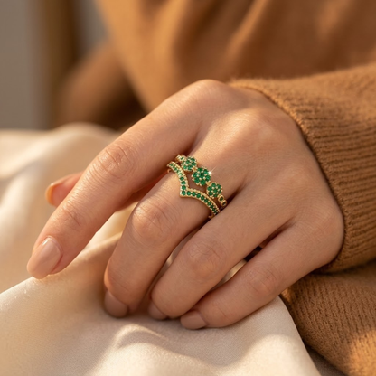 Gold Emerald Cluster Ring by Rose & Oliver - product image 2