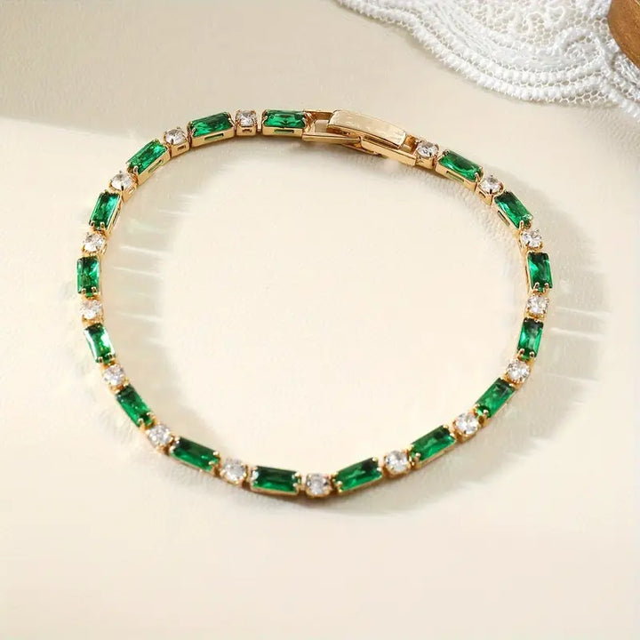 Gold Emerald Alternating Tennis Bracelet by Rose & Oliver - product image 1