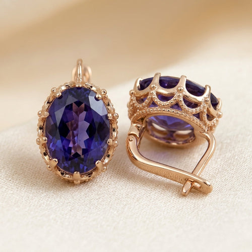 Gold Amethyst Crown Earrings by Rose & Oliver - product image 1