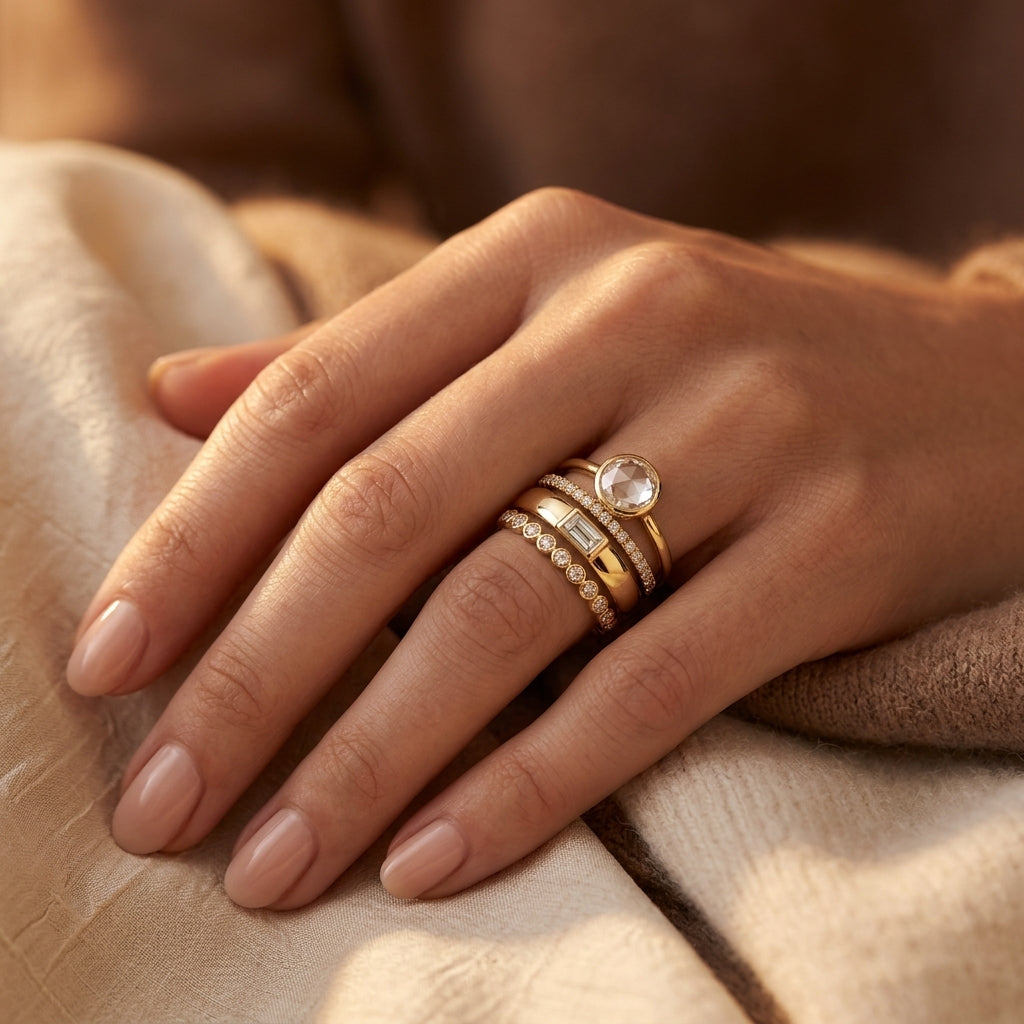 Gold Stacked Bezel Ring Set by Rose & Oliver - product image 2