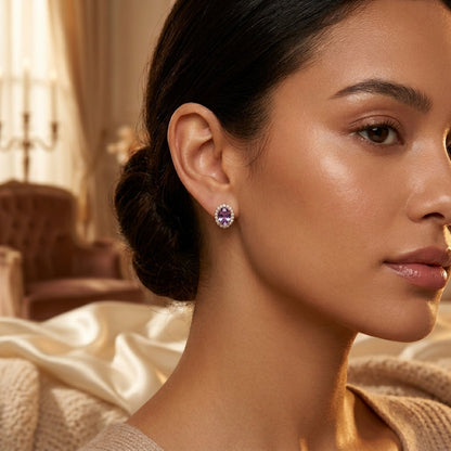 Gold Amethyst Halo Earrings by Rose & Oliver - product image 2