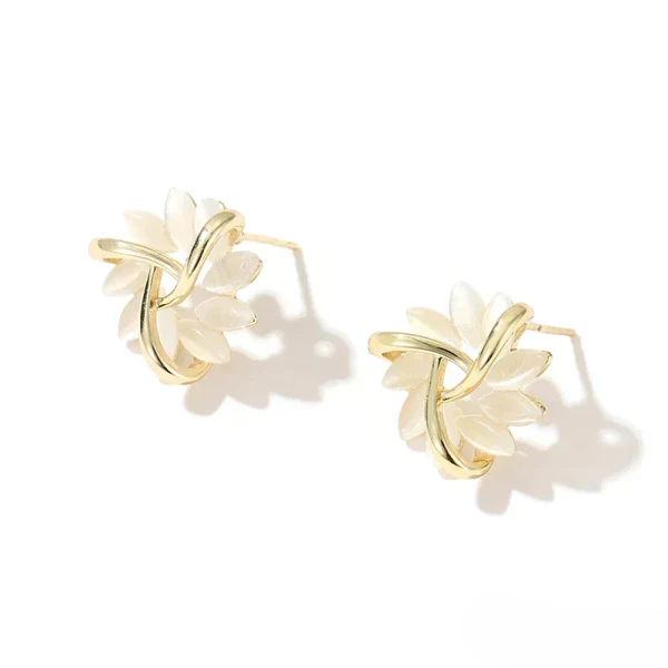 Sienna™ | Elegant Opal Petal Circle Stud Earrings by Rose & Oliver - product image 2