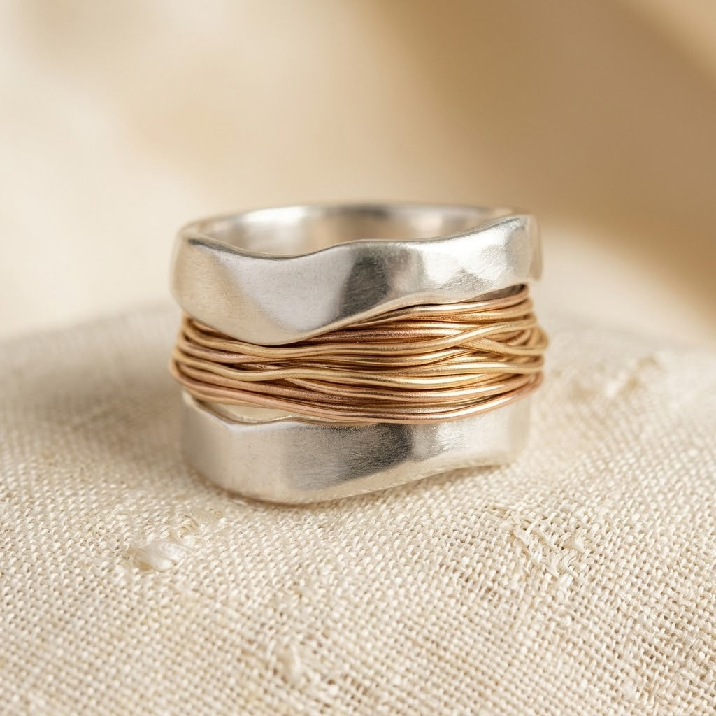 Silver and Gold Wrapped Ring by Rose & Oliver - product image 1