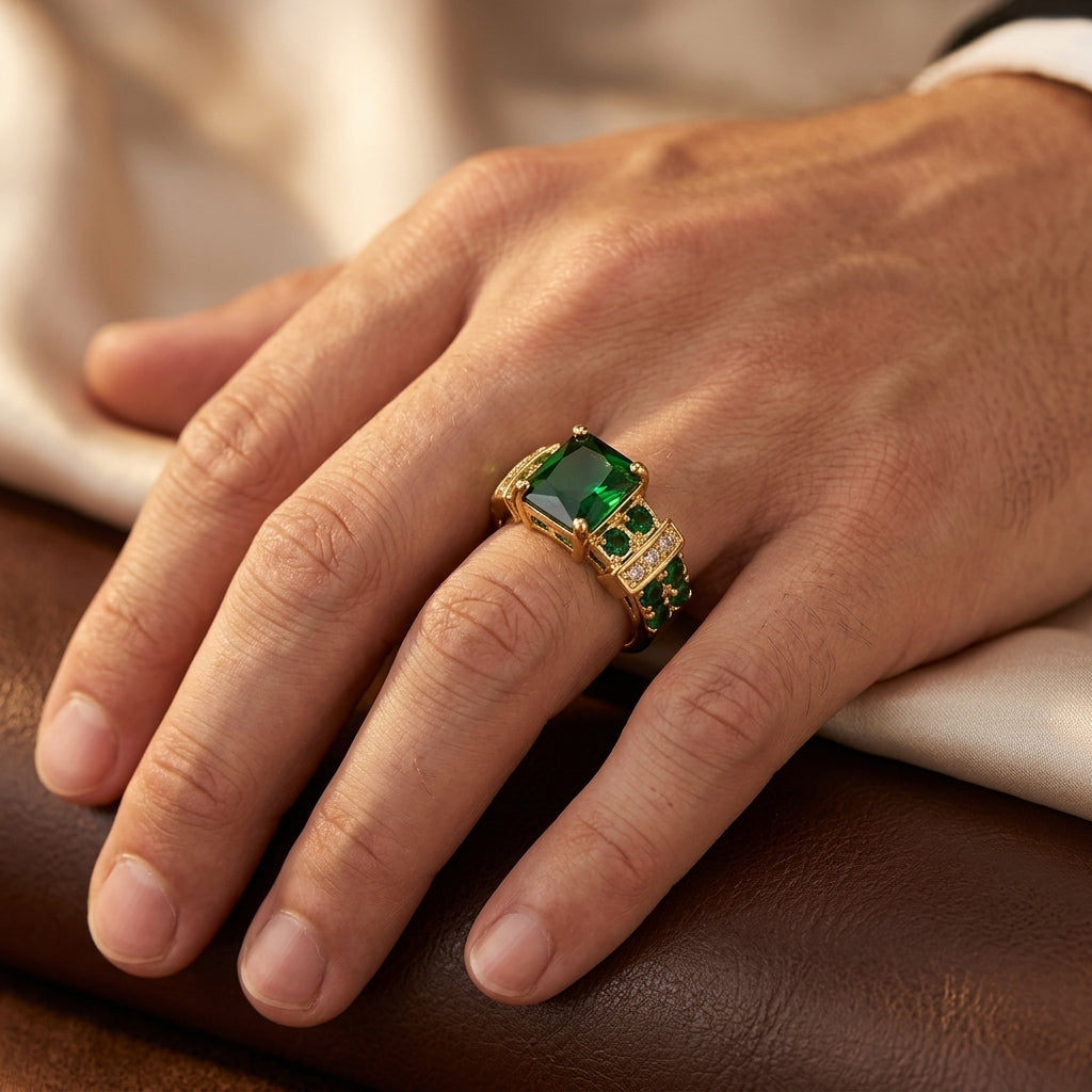Gold Emerald Geometric Ring by Rose & Oliver - product image 2