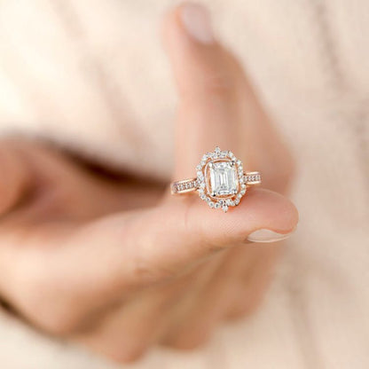 Rectangle Diamond Halo Ring by Rose & Oliver - product image 6